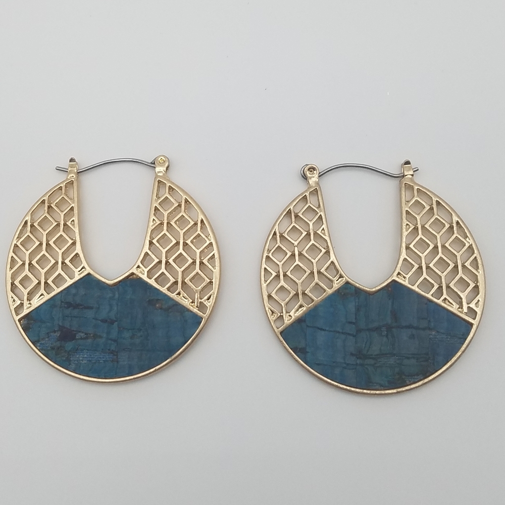 Goldtone Cut-Out Disk Hoop Earrings
